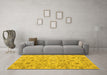 Machine Washable Abstract Yellow Modern Rug in a Living Room, wshabs4075yw