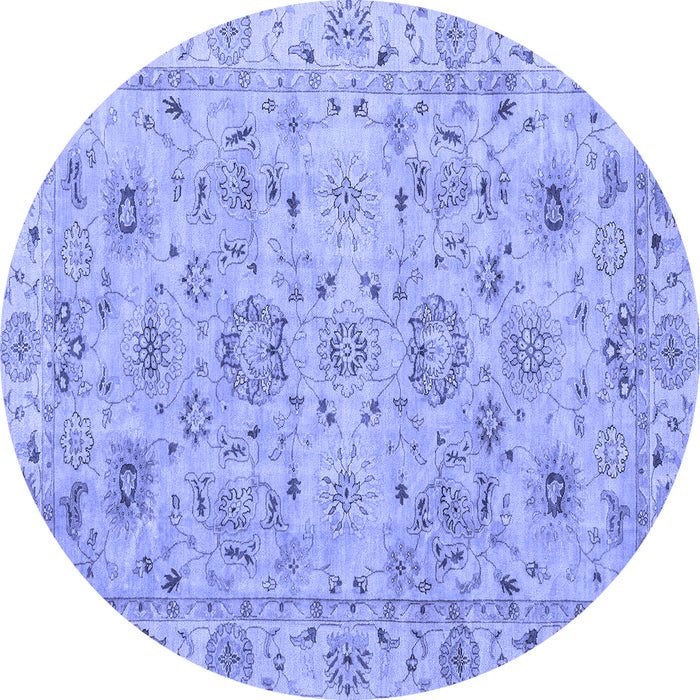 Round Abstract Blue Modern Rug, abs4075blu