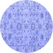 Round Abstract Blue Modern Rug, abs4075blu