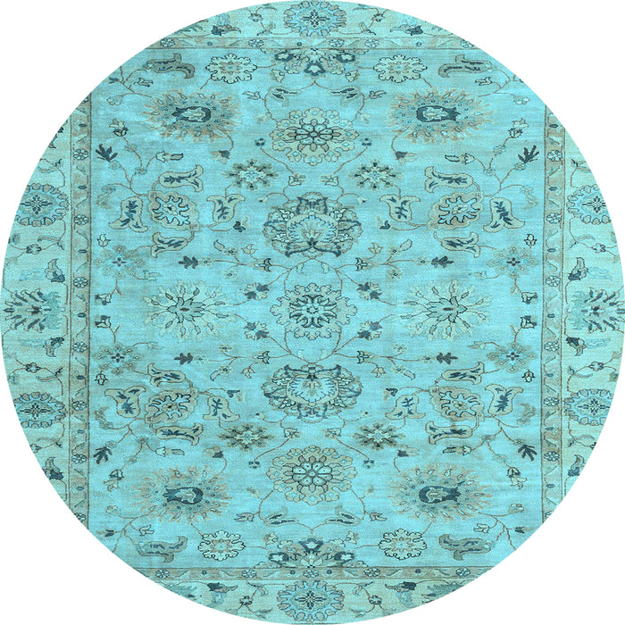 Round Abstract Light Blue Modern Rug, abs4075lblu