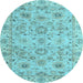 Round Abstract Light Blue Modern Rug, abs4075lblu