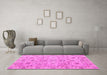 Machine Washable Abstract Pink Modern Rug in a Living Room, wshabs4075pnk