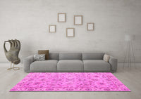 Machine Washable Abstract Pink Modern Rug, wshabs4075pnk