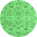 Round Abstract Emerald Green Modern Rug, abs4075emgrn