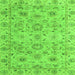 Square Machine Washable Abstract Green Modern Area Rugs, wshabs4075grn