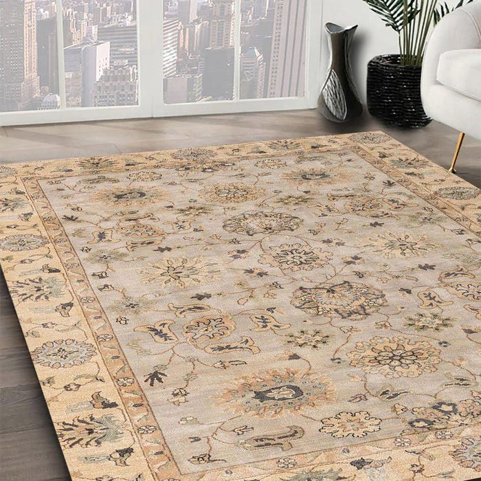 Machine Washable Abstract Orange Brown Rug in a Family Room, wshabs4075