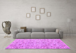 Machine Washable Abstract Purple Modern Area Rugs in a Living Room, wshabs4075pur
