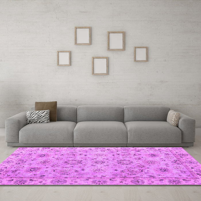 Machine Washable Abstract Purple Modern Area Rugs in a Living Room, wshabs4075pur