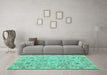 Machine Washable Abstract Turquoise Modern Area Rugs in a Living Room,, wshabs4075turq