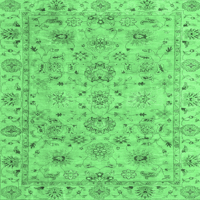 Square Machine Washable Abstract Emerald Green Modern Area Rugs, wshabs4075emgrn