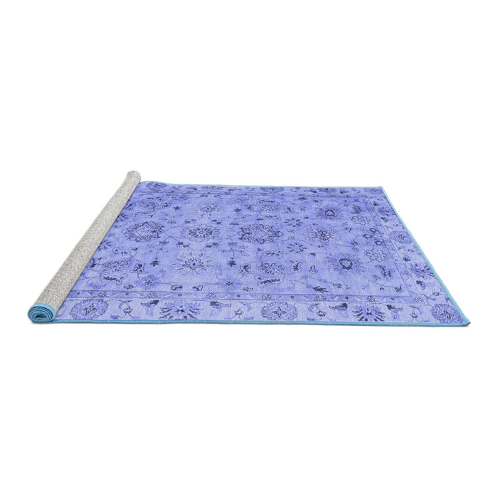 Sideview of Machine Washable Abstract Blue Modern Rug, wshabs4075blu