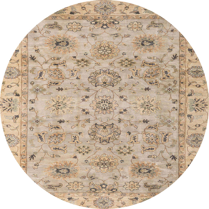 Round Machine Washable Abstract Orange Brown Rug, wshabs4075