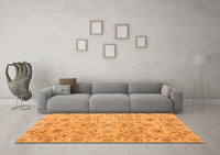 Machine Washable Abstract Orange Modern Rug, wshabs4075org