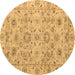 Round Abstract Brown Modern Rug, abs4075brn