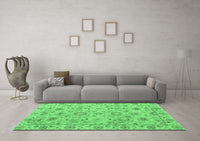 Machine Washable Abstract Emerald Green Modern Rug, wshabs4075emgrn