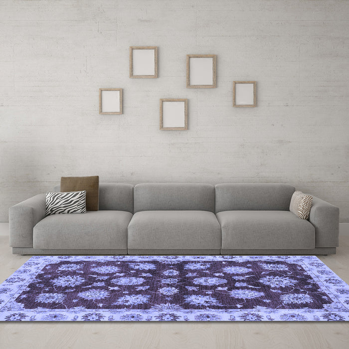 Machine Washable Oriental Blue Traditional Rug in a Living Room, wshabs4076blu