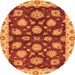 Round Machine Washable Oriental Orange Traditional Area Rugs, wshabs4076org