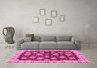 Machine Washable Oriental Pink Traditional Rug in a Living Room, wshabs4076pnk