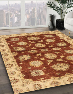Abstract Orange Oriental Rug in Family Room, abs4076
