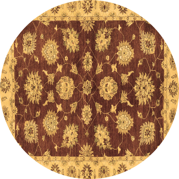 Round Oriental Brown Traditional Rug, abs4076brn
