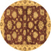 Round Oriental Brown Traditional Rug, abs4076brn