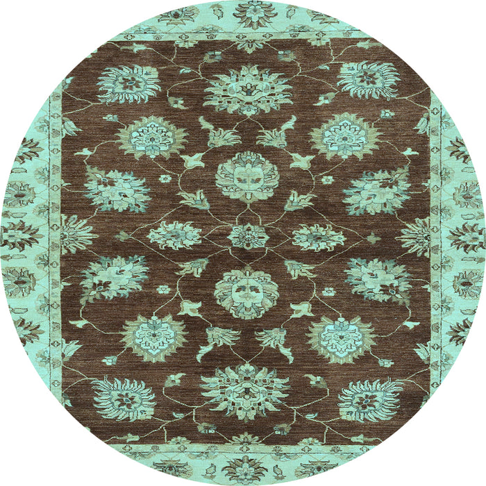 Round Oriental Light Blue Traditional Rug, abs4076lblu