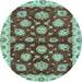 Round Oriental Light Blue Traditional Rug, abs4076lblu