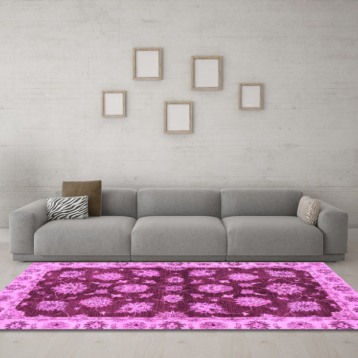 Machine Washable Oriental Purple Traditional Area Rugs in a Living Room, wshabs4076pur