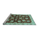 Sideview of Machine Washable Oriental Light Blue Traditional Rug, wshabs4076lblu