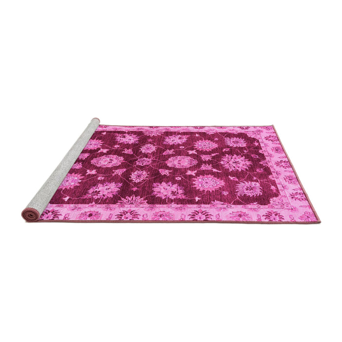 Sideview of Machine Washable Oriental Pink Traditional Rug, wshabs4076pnk
