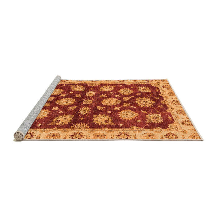 Sideview of Machine Washable Oriental Orange Traditional Area Rugs, wshabs4076org