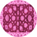 Round Oriental Pink Traditional Rug, abs4076pnk