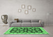 Machine Washable Oriental Emerald Green Traditional Area Rugs in a Living Room,, wshabs4076emgrn