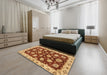 Abstract Orange Oriental Rug in a Bedroom, abs4076