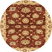 Round Machine Washable Abstract Orange Rug, wshabs4076