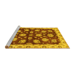 Sideview of Machine Washable Oriental Yellow Traditional Rug, wshabs4076yw
