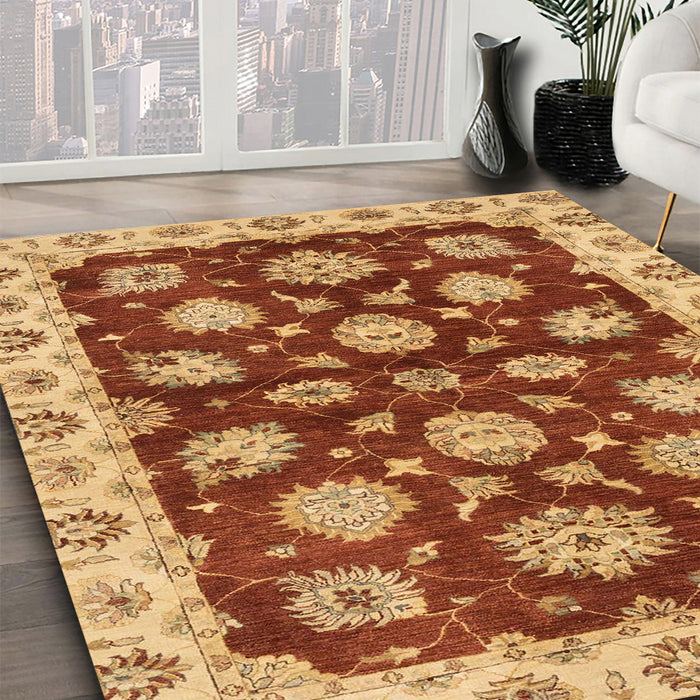 Machine Washable Abstract Orange Rug in a Family Room, wshabs4076