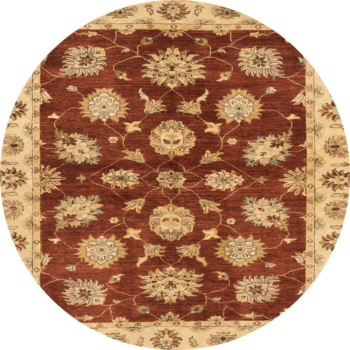 Round Abstract Orange Oriental Rug, abs4076