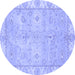 Round Abstract Blue Modern Rug, abs4077blu