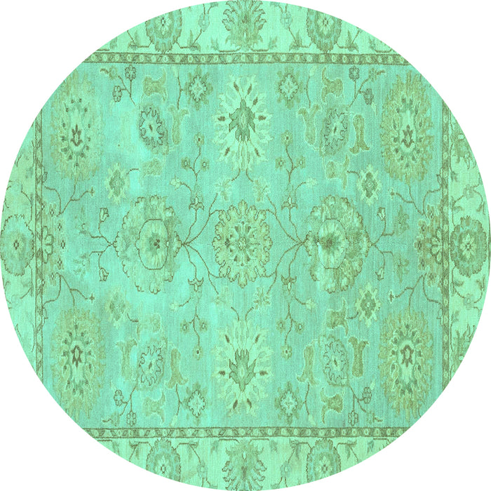 Round Abstract Turquoise Modern Rug, abs4077turq