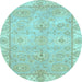 Round Machine Washable Abstract Light Blue Modern Rug, wshabs4077lblu