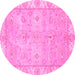 Round Abstract Pink Modern Rug, abs4077pnk