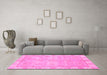 Machine Washable Abstract Pink Modern Rug in a Living Room, wshabs4077pnk