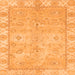 Square Machine Washable Abstract Orange Modern Area Rugs, wshabs4077org