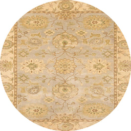 Round Machine Washable Abstract Orange Rug, wshabs4077