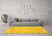 Machine Washable Abstract Yellow Modern Rug in a Living Room, wshabs4077yw