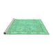 Sideview of Machine Washable Abstract Turquoise Modern Area Rugs, wshabs4077turq