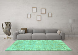 Machine Washable Abstract Turquoise Modern Area Rugs in a Living Room,, wshabs4077turq