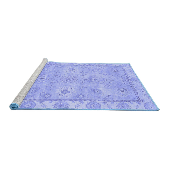 Sideview of Machine Washable Abstract Blue Modern Rug, wshabs4077blu