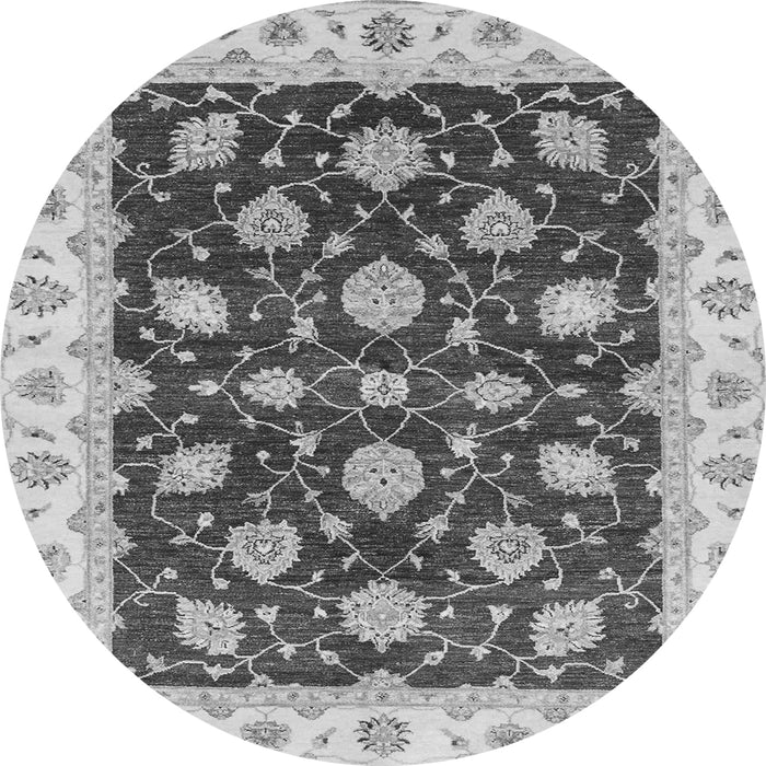 Round Machine Washable Oriental Gray Traditional Rug, wshabs4078gry